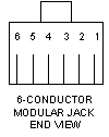 6 Conductor Modular Jack - End Veiw
