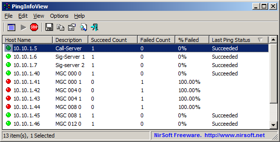 ping info view