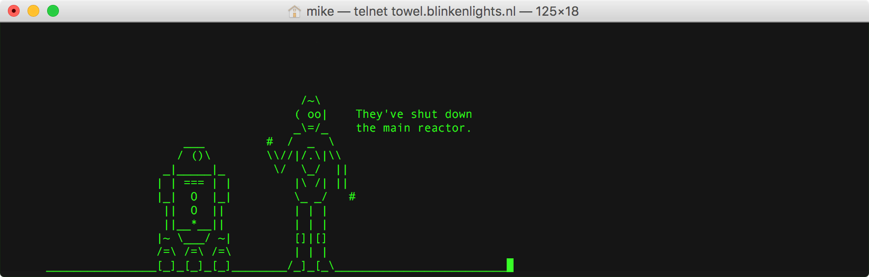 telnet towel.blinkenlights.nl
